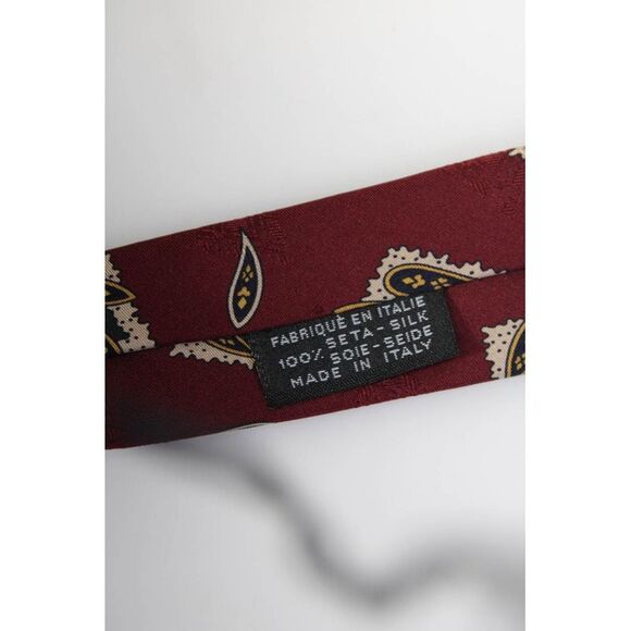 Chanel Mens Vintage Paisley Print Skinny Silk Tie Red - Picture 8 of 9